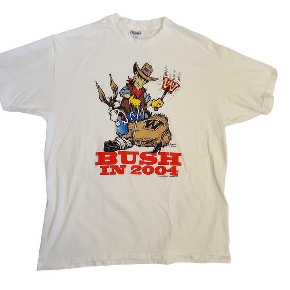 Vintage 2004 Presidential Election George Bush Funny Graphic Tshirt L Large USA - Picture 2 of 7